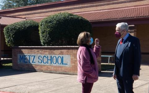 Rep. Doggett outside of Metz elementary