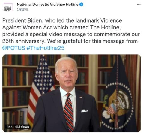 NDVH Tweet of Biden Video