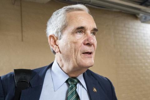 Lloyd Doggett sepaking in Capitol tunnel