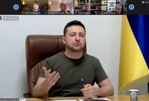 Zelensky on Zoom call with House Ukraine Caucus