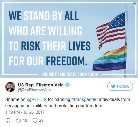 Tweet by Filemon Vela on July 26, 2017