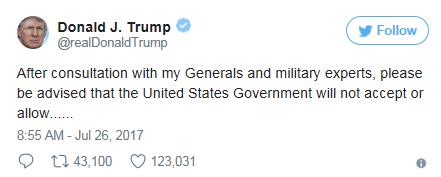Another Tweet by Donald Trump on July 26, 2017